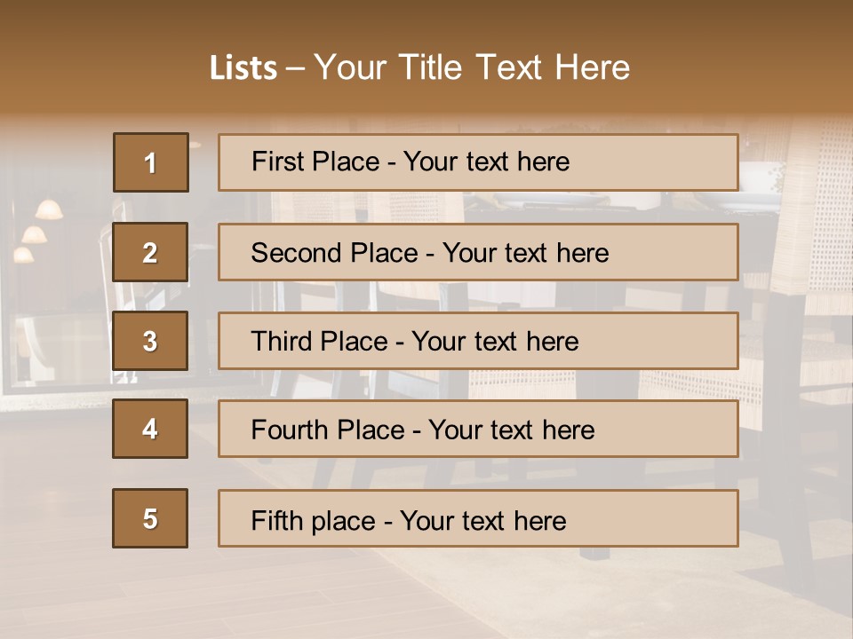 A Dining Room Table With Chairs And Plates On It PowerPoint Template