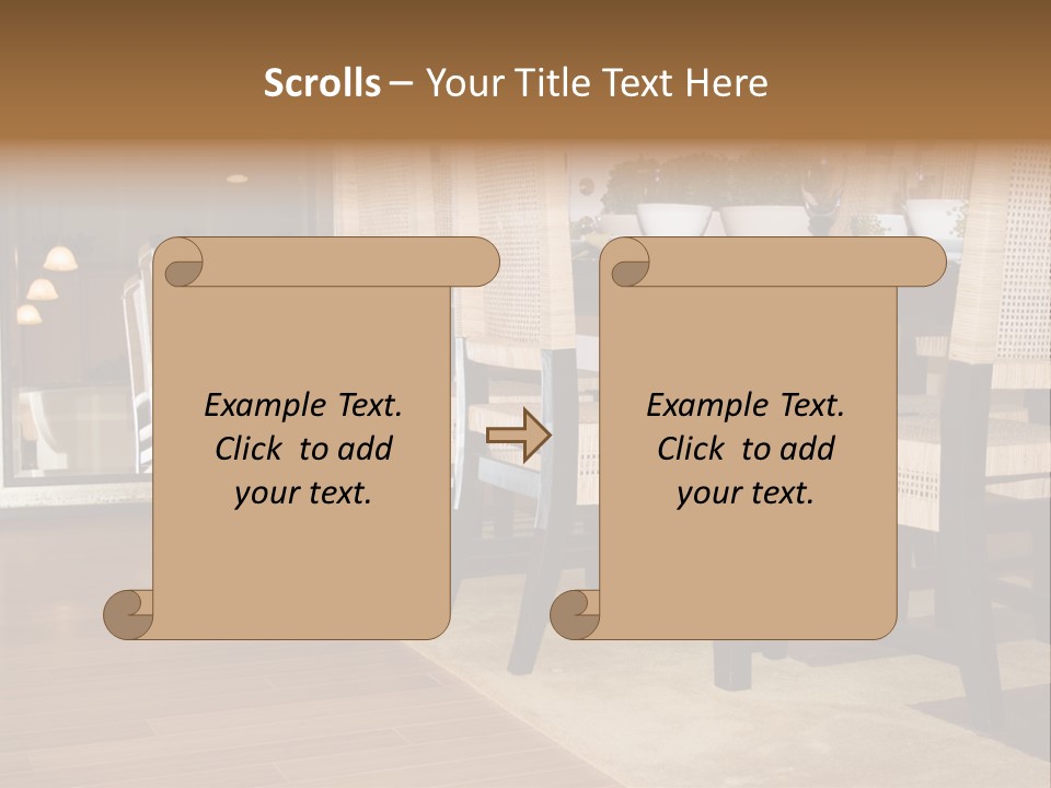 A Dining Room Table With Chairs And Plates On It PowerPoint Template