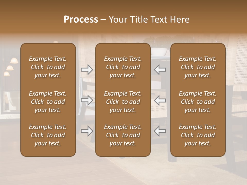A Dining Room Table With Chairs And Plates On It PowerPoint Template