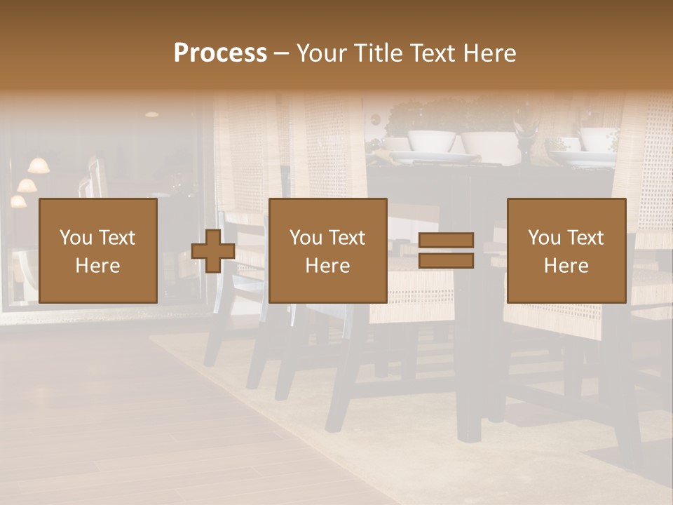 A Dining Room Table With Chairs And Plates On It PowerPoint Template