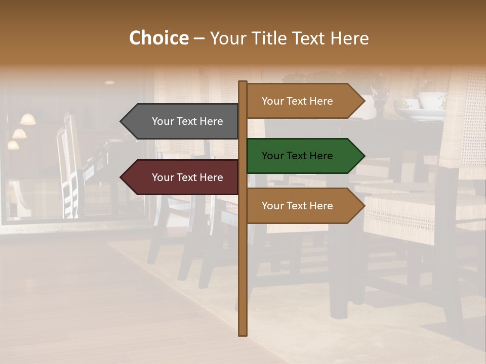 A Dining Room Table With Chairs And Plates On It PowerPoint Template