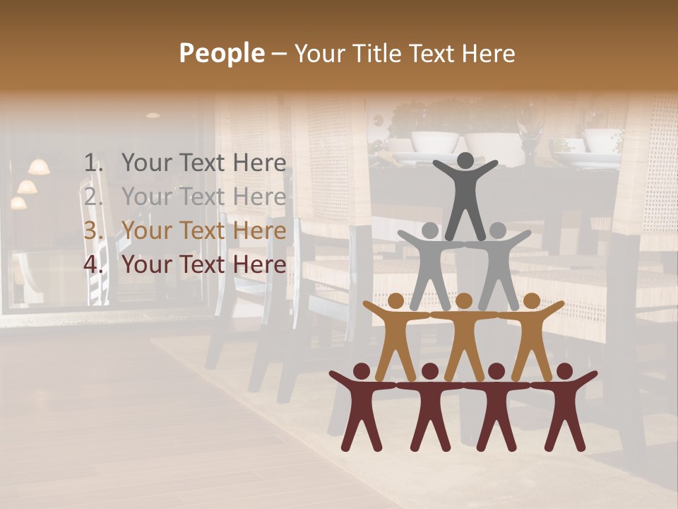 A Dining Room Table With Chairs And Plates On It PowerPoint Template