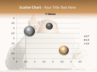 Business Man Hidden Behind Laptop Computer With Finger Raised Above Bald Head In An Aha Moment. PowerPoint Template