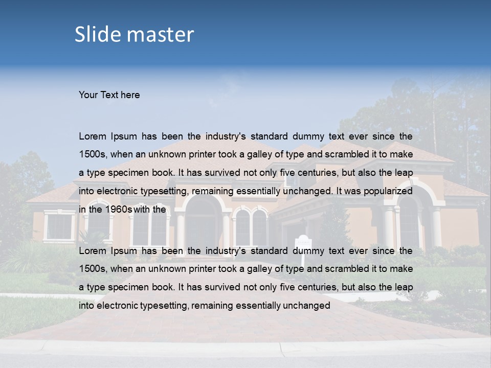 A House With A Driveway And Trees In Front Of It PowerPoint Template