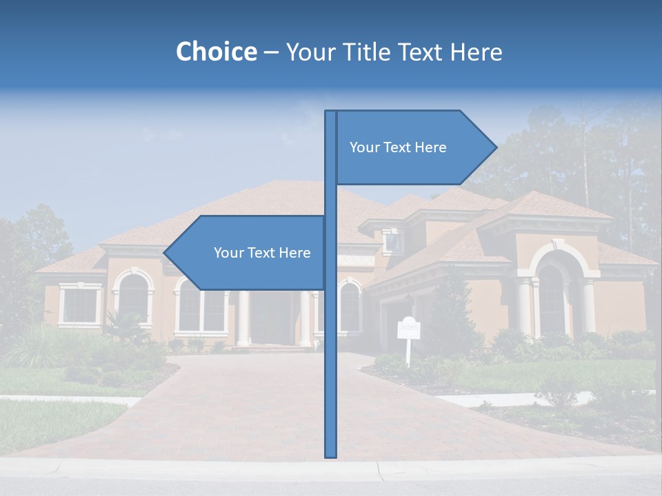 A House With A Driveway And Trees In Front Of It PowerPoint Template