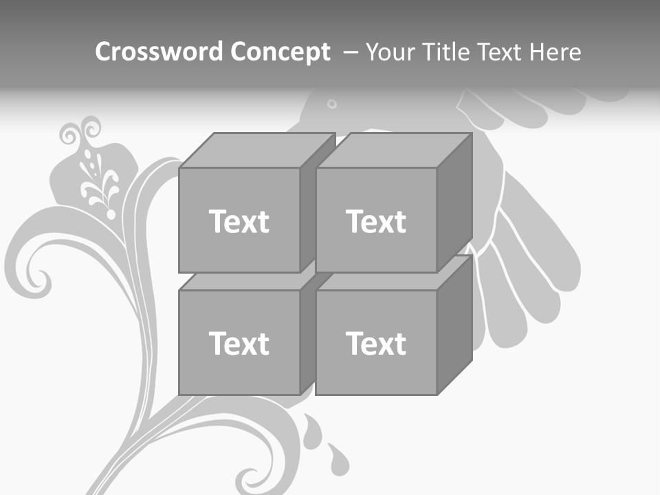 Unique Hummingbird And Flower Graphic Useful As Decoration And Ornament. Black Designs On A White Background. PowerPoint Template