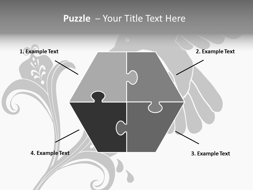 Unique Hummingbird And Flower Graphic Useful As Decoration And Ornament. Black Designs On A White Background. PowerPoint Template