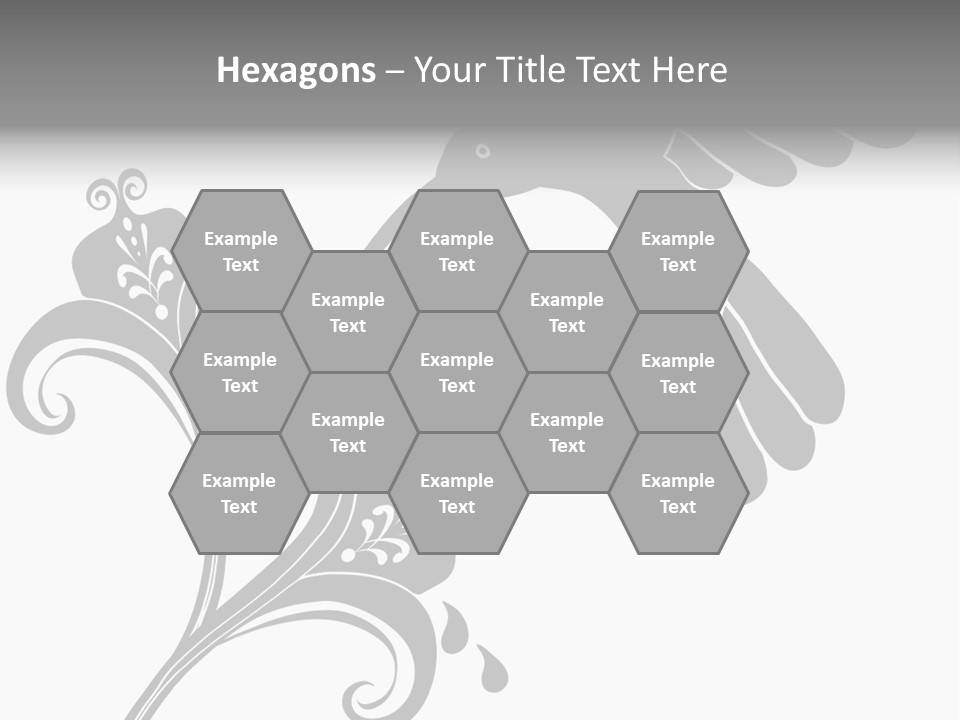 Unique Hummingbird And Flower Graphic Useful As Decoration And Ornament. Black Designs On A White Background. PowerPoint Template