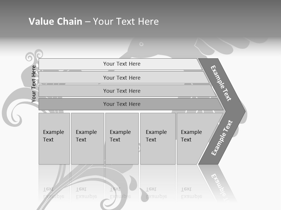 Unique Hummingbird And Flower Graphic Useful As Decoration And Ornament. Black Designs On A White Background. PowerPoint Template