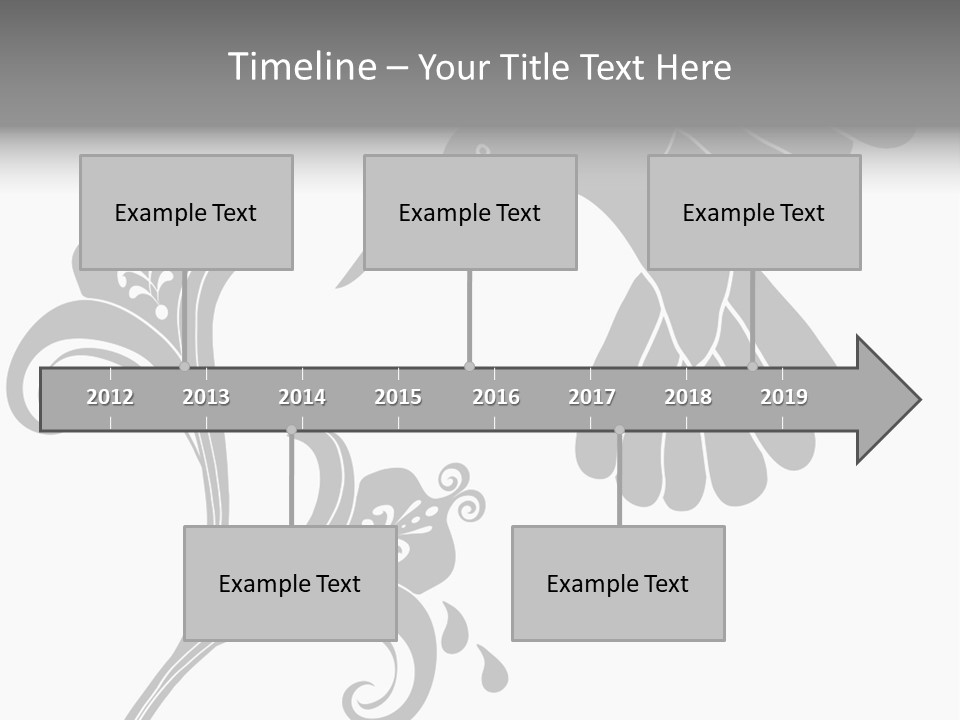 Unique Hummingbird And Flower Graphic Useful As Decoration And Ornament. Black Designs On A White Background. PowerPoint Template