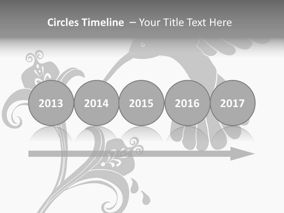 Unique Hummingbird And Flower Graphic Useful As Decoration And Ornament. Black Designs On A White Background. PowerPoint Template