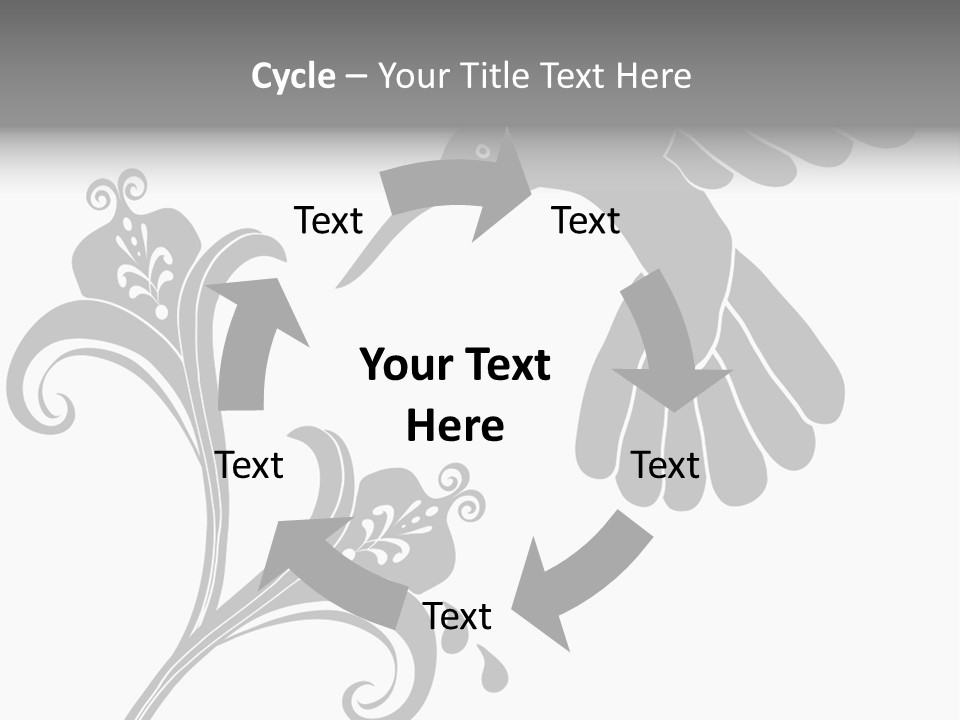 Unique Hummingbird And Flower Graphic Useful As Decoration And Ornament. Black Designs On A White Background. PowerPoint Template