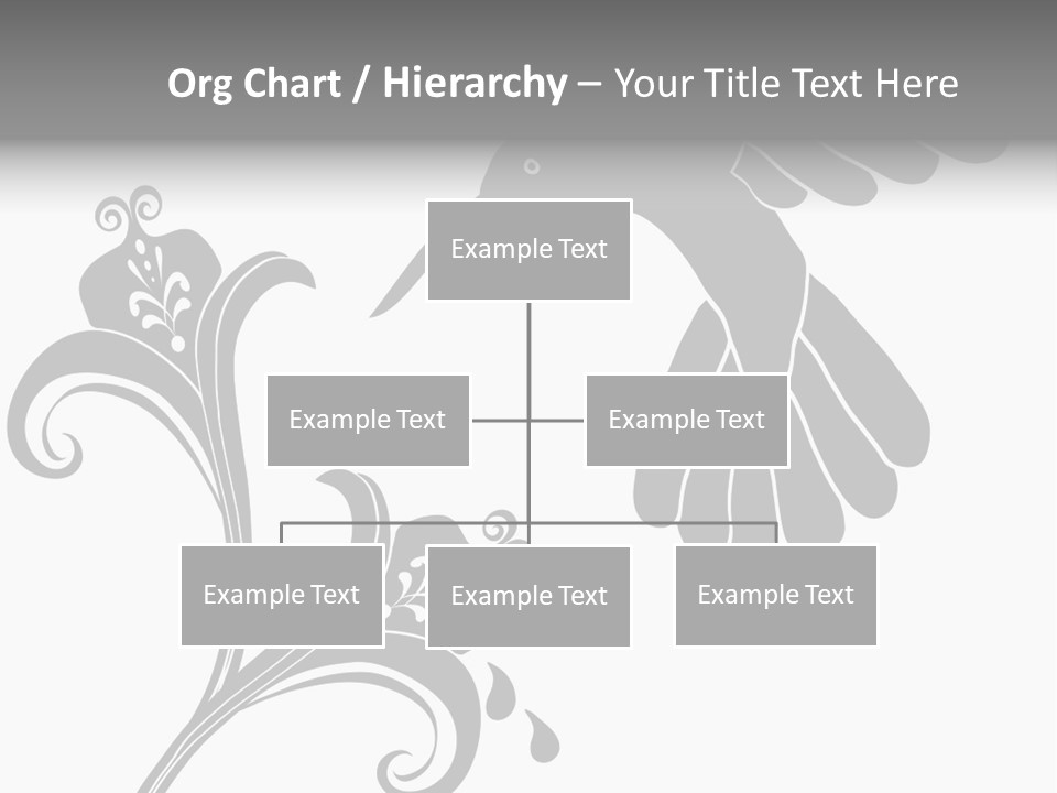 Unique Hummingbird And Flower Graphic Useful As Decoration And Ornament. Black Designs On A White Background. PowerPoint Template