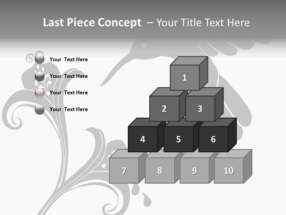 Unique Hummingbird And Flower Graphic Useful As Decoration And Ornament. Black Designs On A White Background. PowerPoint Template