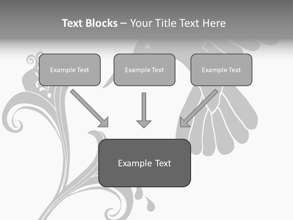 Unique Hummingbird And Flower Graphic Useful As Decoration And Ornament. Black Designs On A White Background. PowerPoint Template