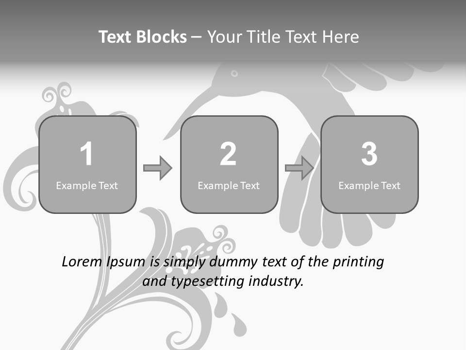 Unique Hummingbird And Flower Graphic Useful As Decoration And Ornament. Black Designs On A White Background. PowerPoint Template