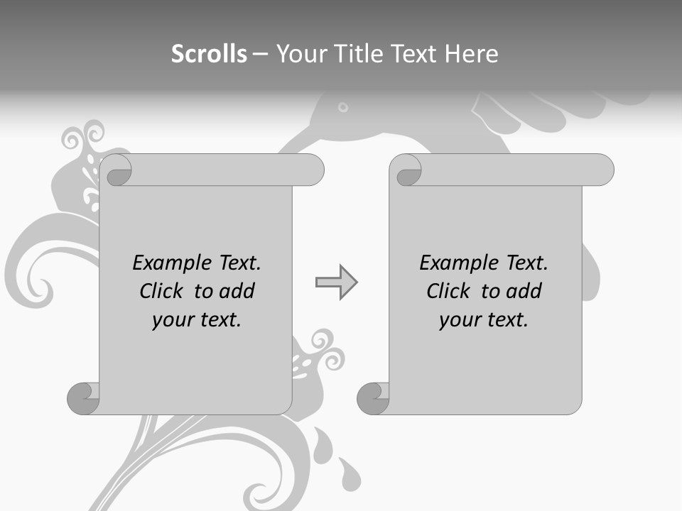 Unique Hummingbird And Flower Graphic Useful As Decoration And Ornament. Black Designs On A White Background. PowerPoint Template