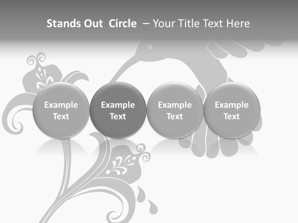 Unique Hummingbird And Flower Graphic Useful As Decoration And Ornament. Black Designs On A White Background. PowerPoint Template