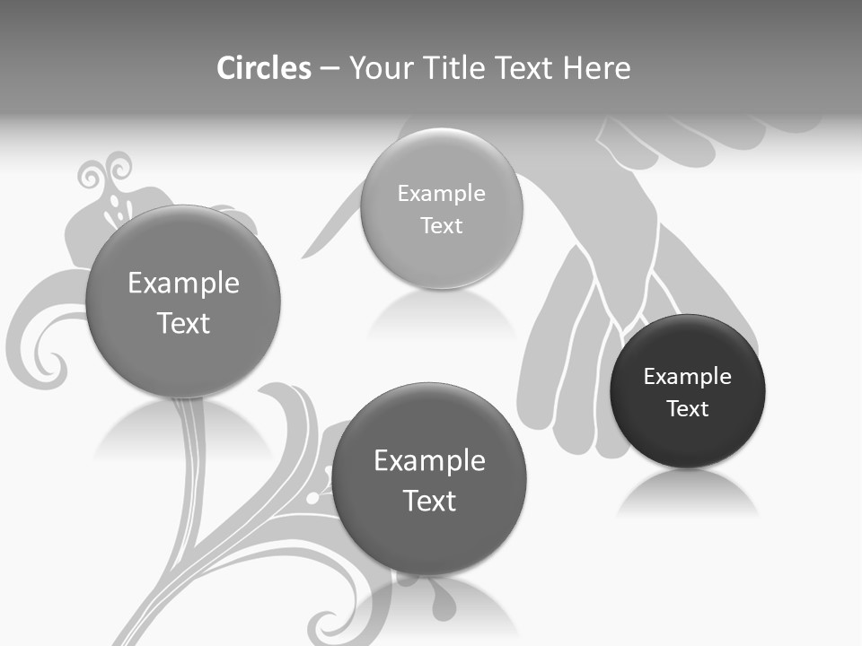 Unique Hummingbird And Flower Graphic Useful As Decoration And Ornament. Black Designs On A White Background. PowerPoint Template