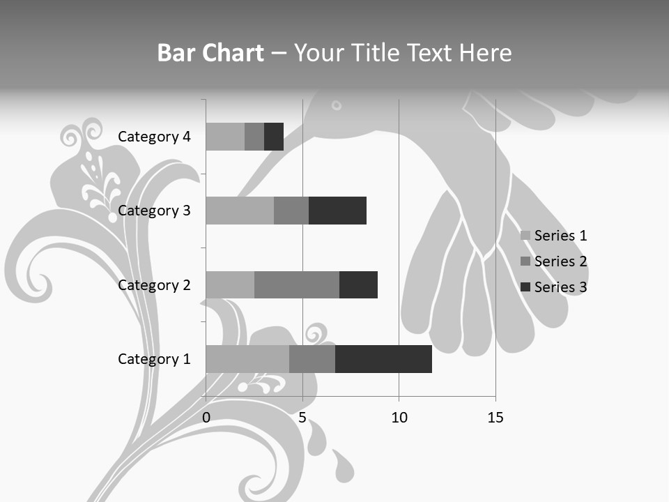 Unique Hummingbird And Flower Graphic Useful As Decoration And Ornament. Black Designs On A White Background. PowerPoint Template