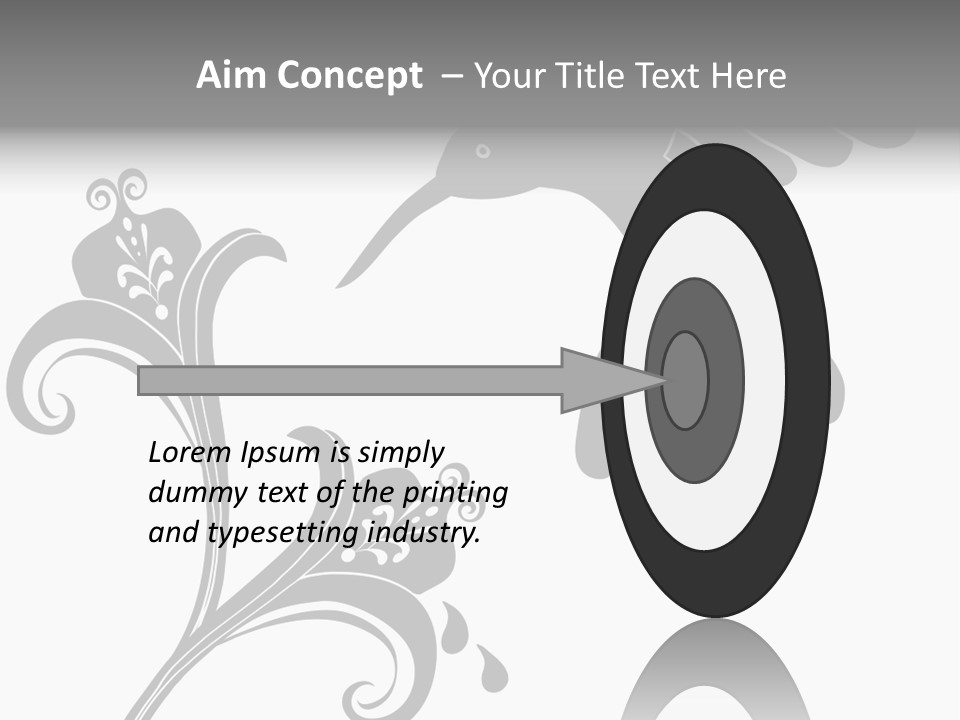 Unique Hummingbird And Flower Graphic Useful As Decoration And Ornament. Black Designs On A White Background. PowerPoint Template