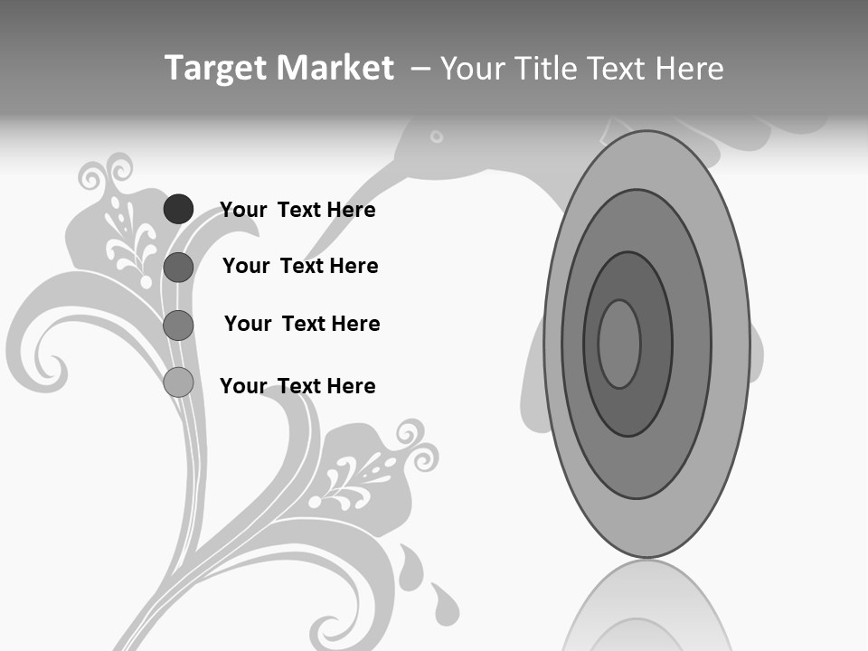 Unique Hummingbird And Flower Graphic Useful As Decoration And Ornament. Black Designs On A White Background. PowerPoint Template