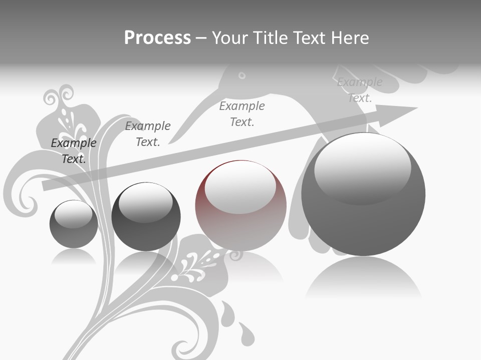 Unique Hummingbird And Flower Graphic Useful As Decoration And Ornament. Black Designs On A White Background. PowerPoint Template