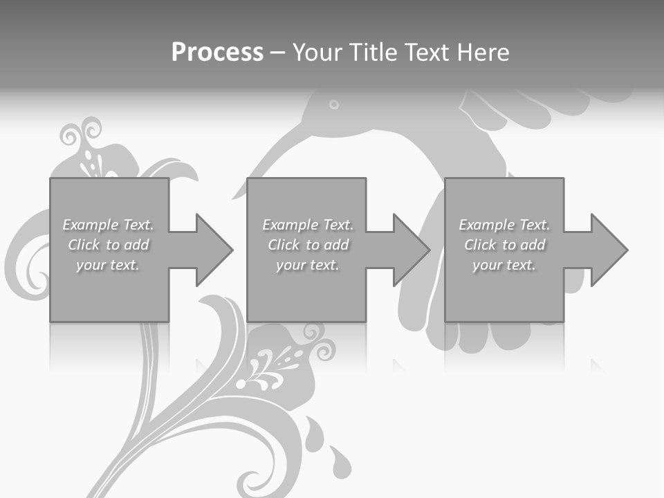 Unique Hummingbird And Flower Graphic Useful As Decoration And Ornament. Black Designs On A White Background. PowerPoint Template