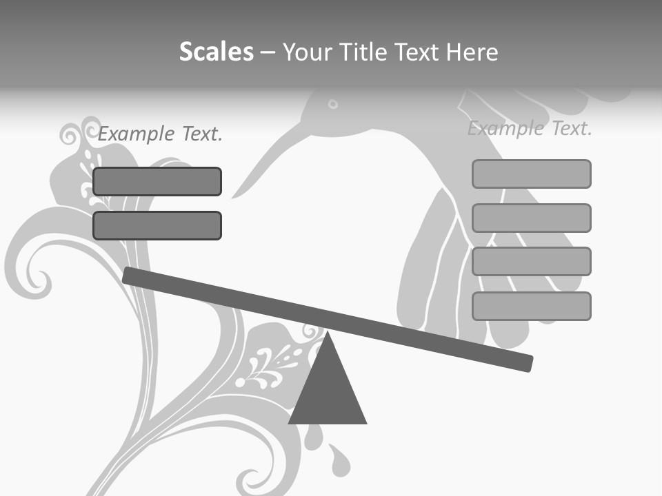 Unique Hummingbird And Flower Graphic Useful As Decoration And Ornament. Black Designs On A White Background. PowerPoint Template