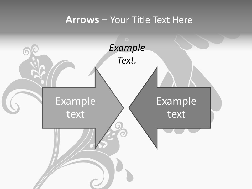 Unique Hummingbird And Flower Graphic Useful As Decoration And Ornament. Black Designs On A White Background. PowerPoint Template