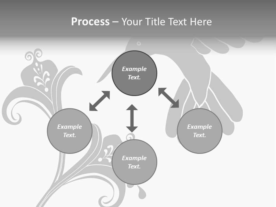 Unique Hummingbird And Flower Graphic Useful As Decoration And Ornament. Black Designs On A White Background. PowerPoint Template