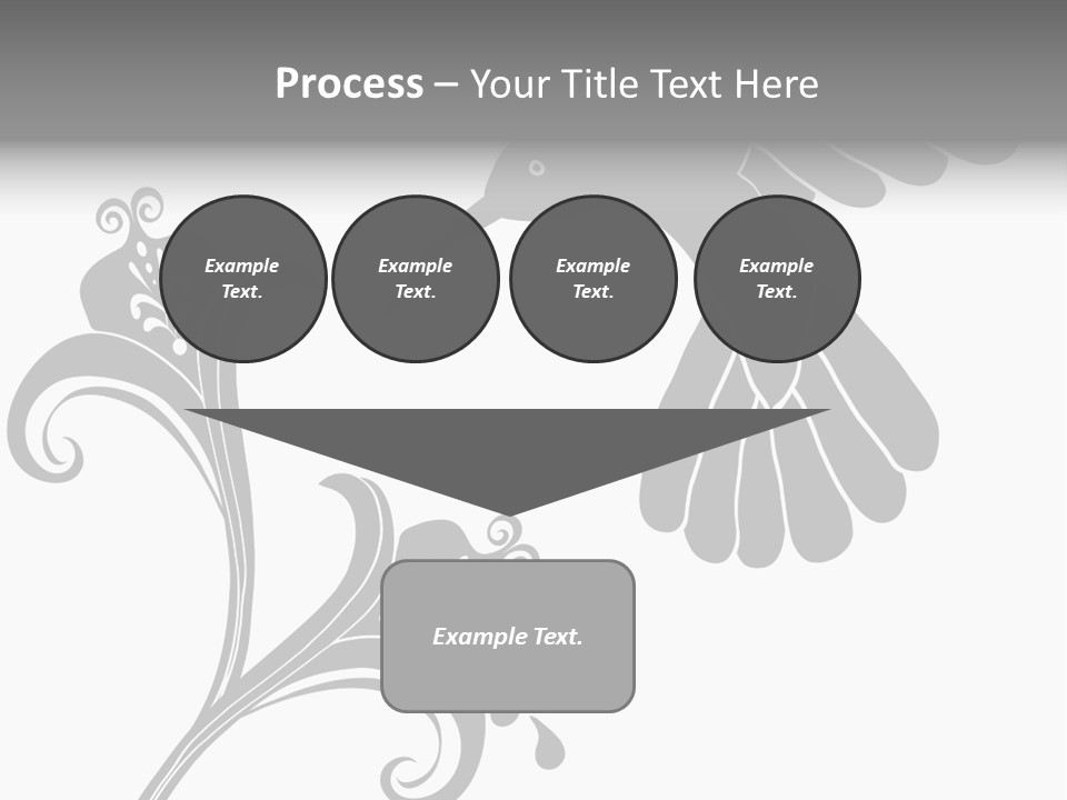 Unique Hummingbird And Flower Graphic Useful As Decoration And Ornament. Black Designs On A White Background. PowerPoint Template