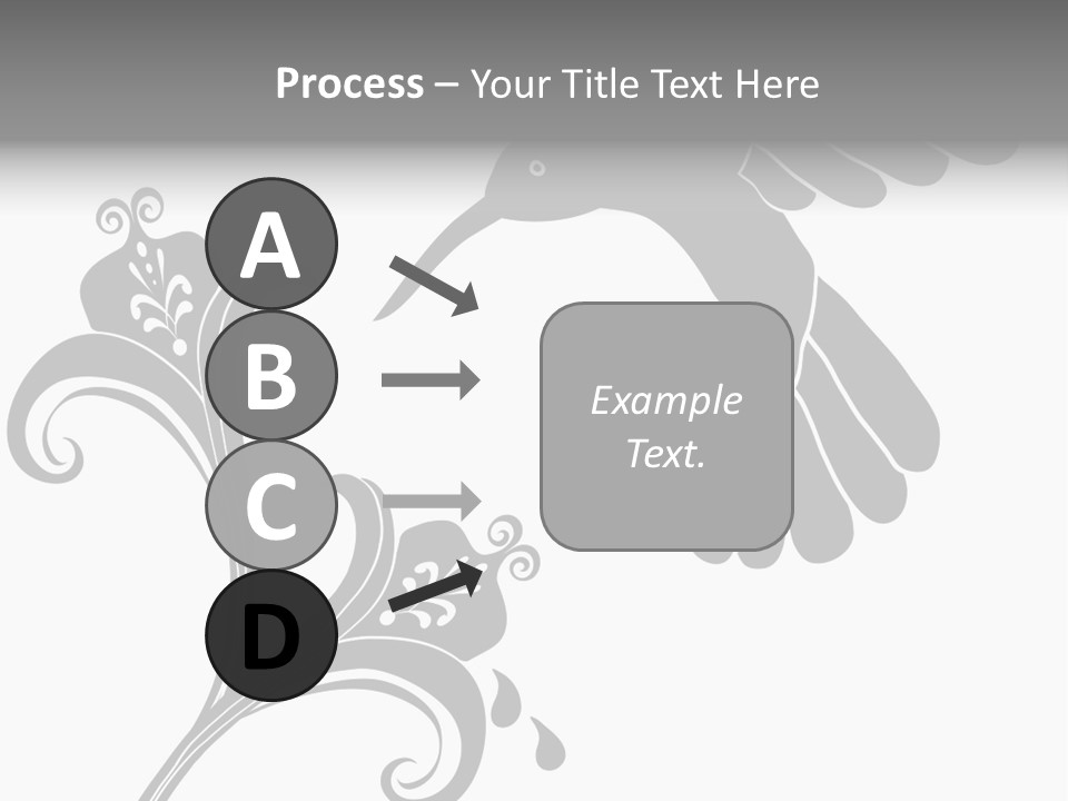 Unique Hummingbird And Flower Graphic Useful As Decoration And Ornament. Black Designs On A White Background. PowerPoint Template