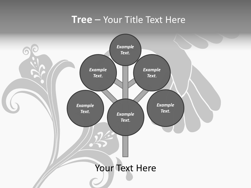 Unique Hummingbird And Flower Graphic Useful As Decoration And Ornament. Black Designs On A White Background. PowerPoint Template