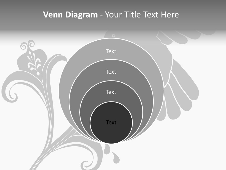 Unique Hummingbird And Flower Graphic Useful As Decoration And Ornament. Black Designs On A White Background. PowerPoint Template