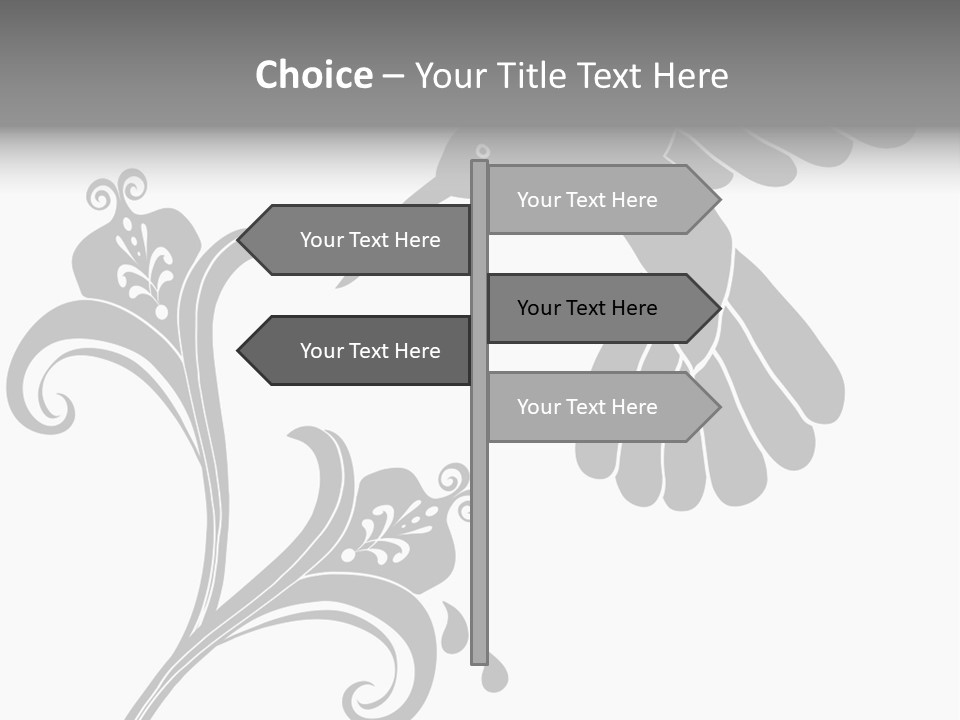 Unique Hummingbird And Flower Graphic Useful As Decoration And Ornament. Black Designs On A White Background. PowerPoint Template