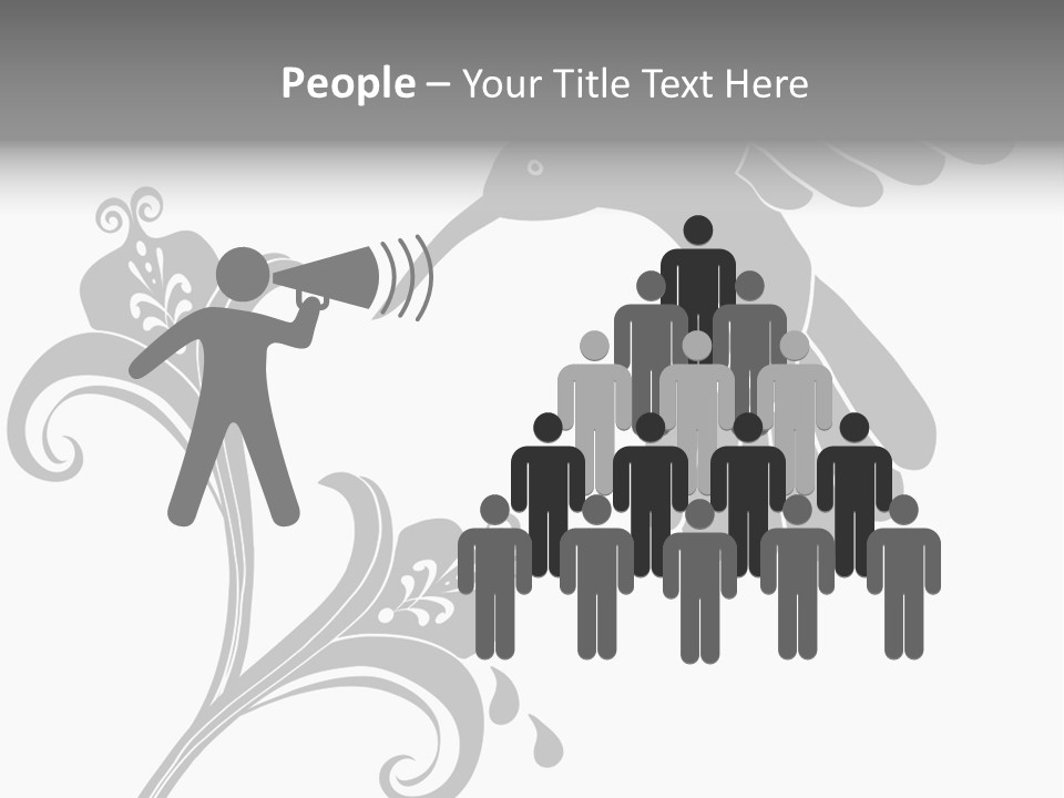 Unique Hummingbird And Flower Graphic Useful As Decoration And Ornament. Black Designs On A White Background. PowerPoint Template