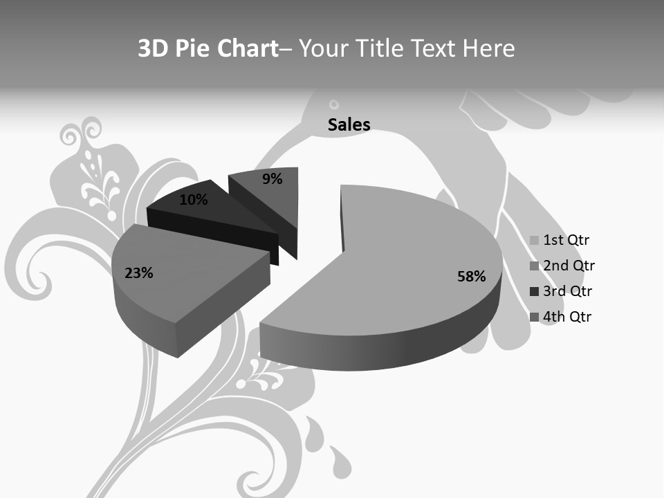Unique Hummingbird And Flower Graphic Useful As Decoration And Ornament. Black Designs On A White Background. PowerPoint Template