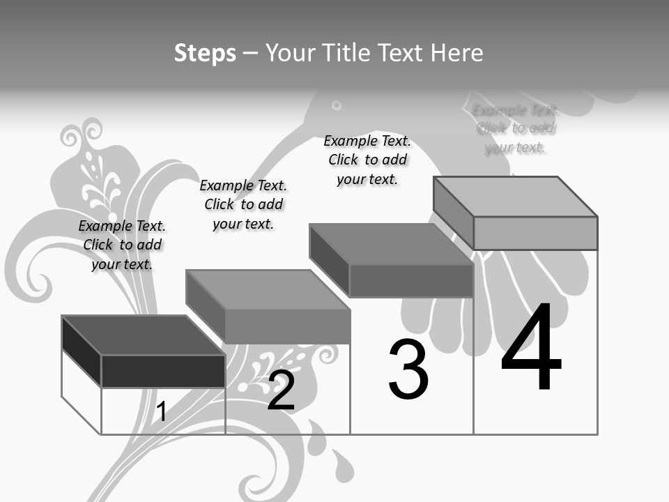 Unique Hummingbird And Flower Graphic Useful As Decoration And Ornament. Black Designs On A White Background. PowerPoint Template