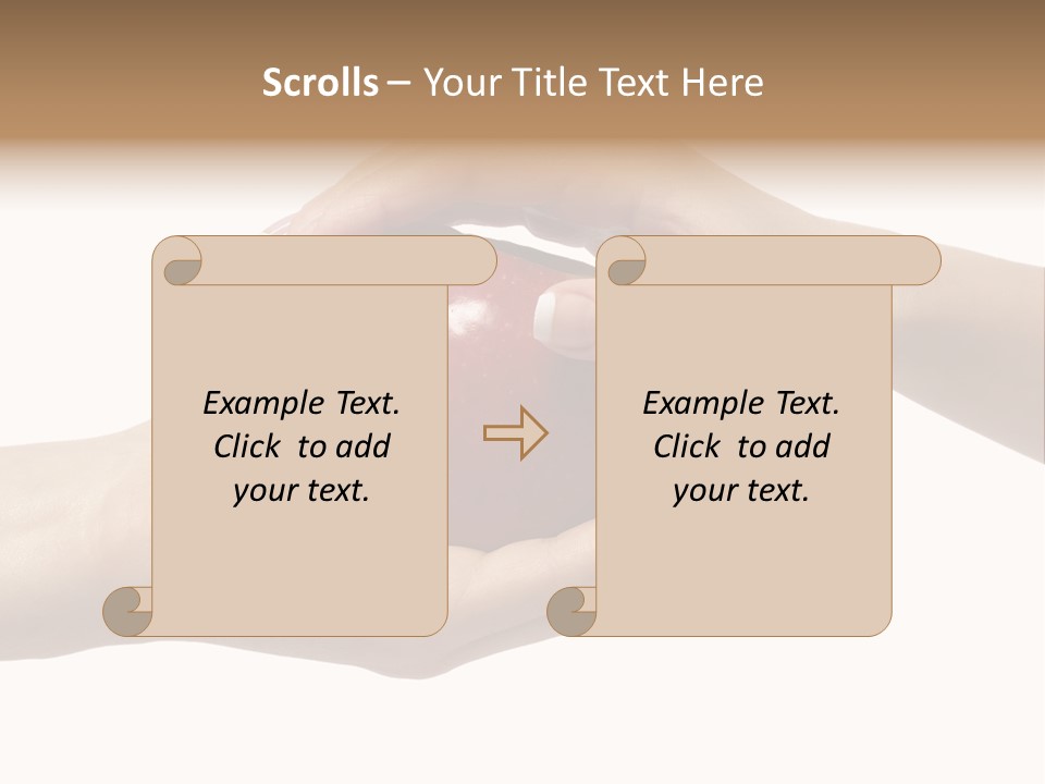 Mans Hand Is Giving An Apple To The Women Hand. PowerPoint Template