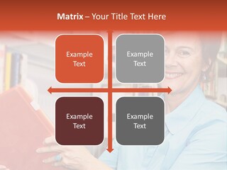 A Pretty Librarian In Her Wheelchair Shelving Books. PowerPoint Template