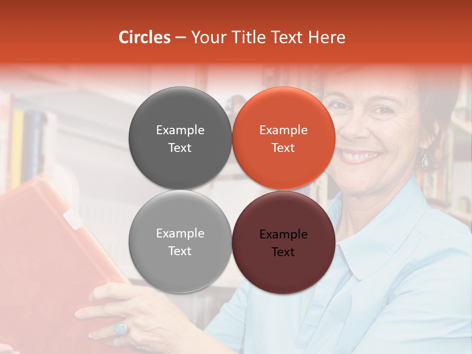 A Pretty Librarian In Her Wheelchair Shelving Books. PowerPoint Template