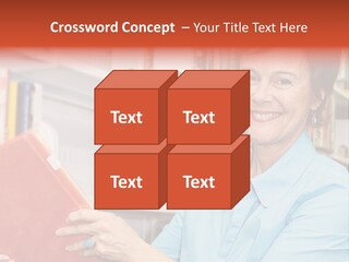 A Pretty Librarian In Her Wheelchair Shelving Books. PowerPoint Template