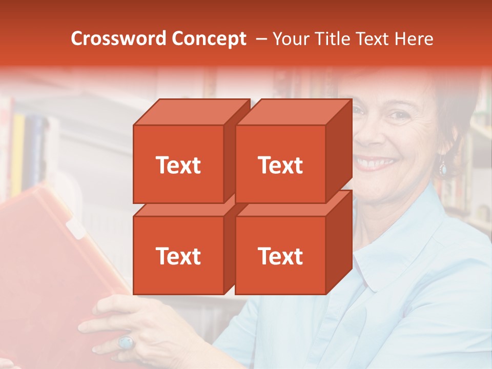 A Pretty Librarian In Her Wheelchair Shelving Books. PowerPoint Template