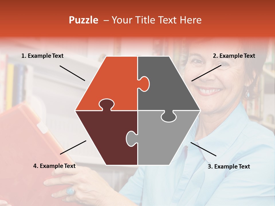 A Pretty Librarian In Her Wheelchair Shelving Books. PowerPoint Template