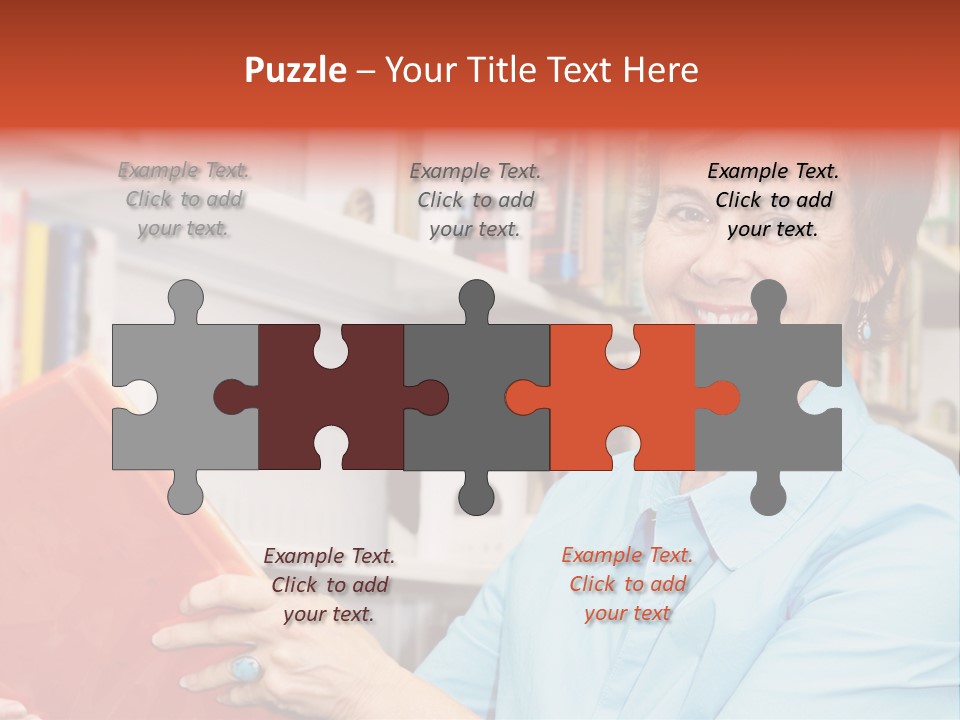 A Pretty Librarian In Her Wheelchair Shelving Books. PowerPoint Template