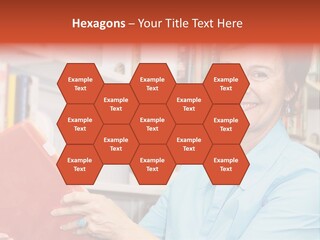 A Pretty Librarian In Her Wheelchair Shelving Books. PowerPoint Template