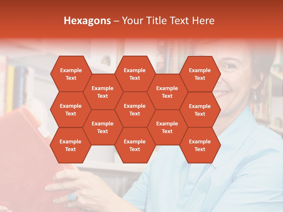 A Pretty Librarian In Her Wheelchair Shelving Books. PowerPoint Template