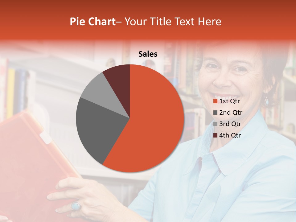 A Pretty Librarian In Her Wheelchair Shelving Books. PowerPoint Template