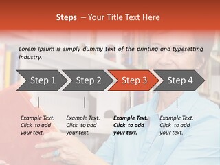 A Pretty Librarian In Her Wheelchair Shelving Books. PowerPoint Template